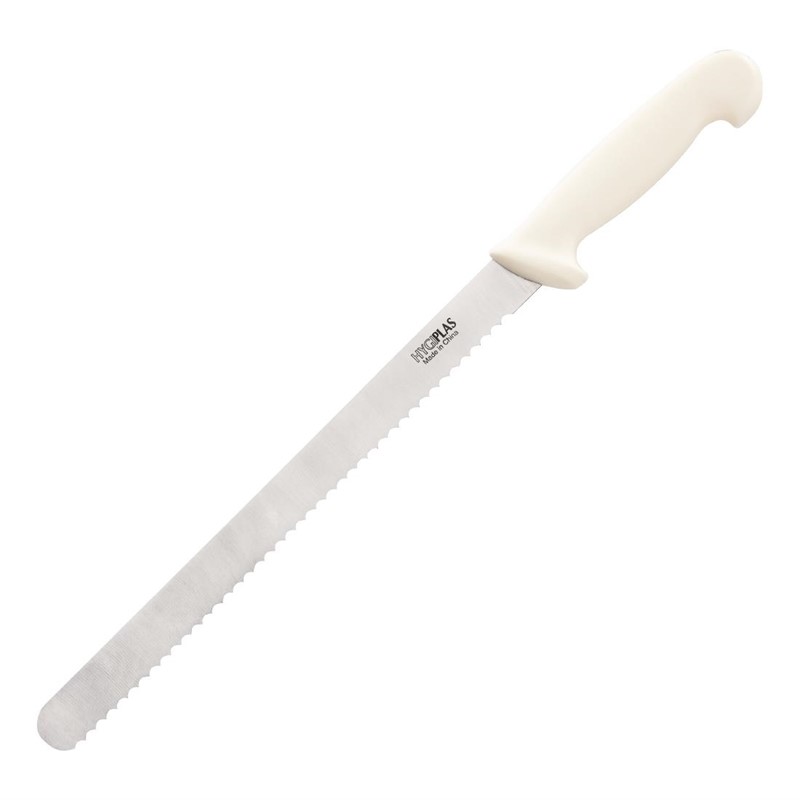 Couteau à trancher denté Hygiplas blanc 30cm FS
